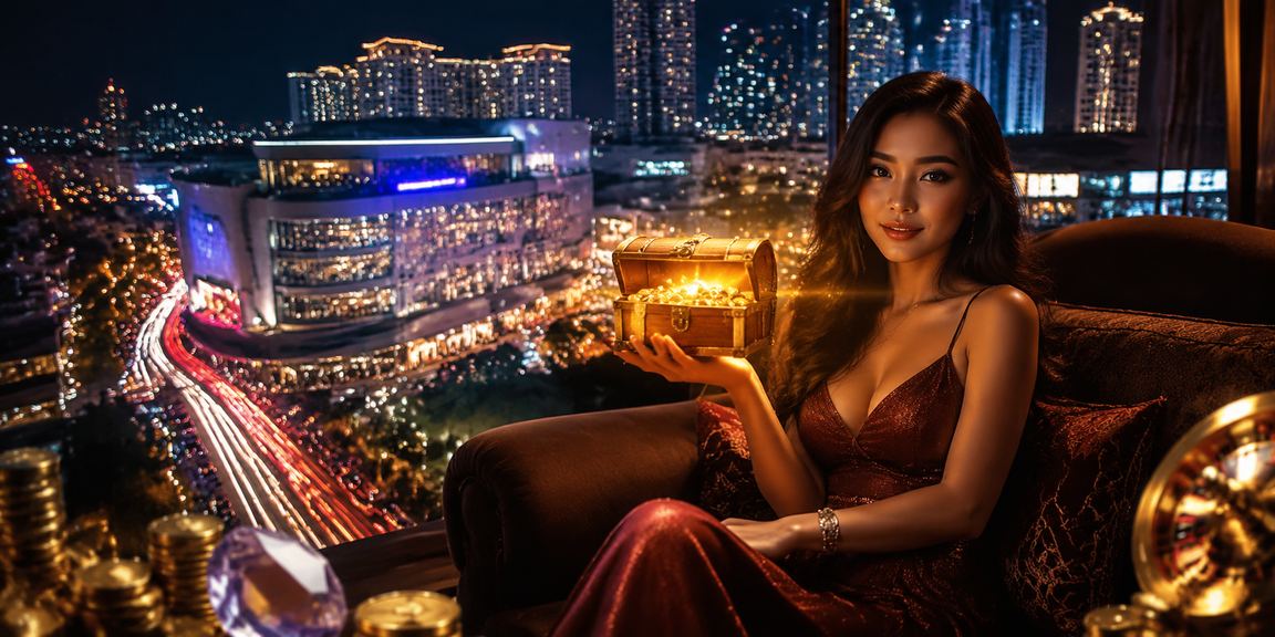 Tampilan taruhan online dengan efek lampu neon yang berwarna dan modern