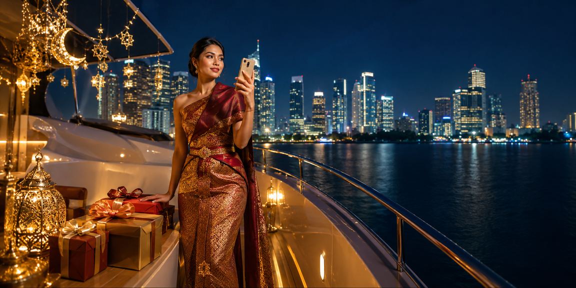 Model Vietnam membuka amplop merah berisi bonus hadiah menarik