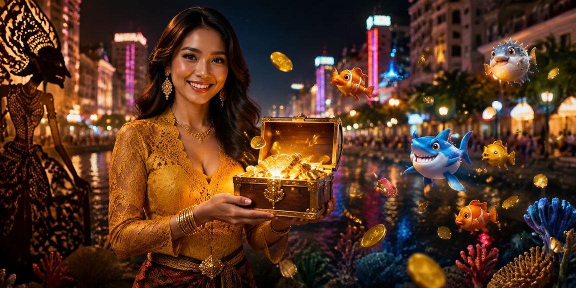 Permainan tembak ikan dengan efek cahaya neon yang berwarna-warni dan menarik